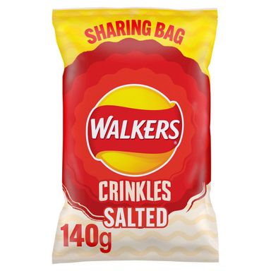 Walkers Crinkles 140g large bag ready salted crisps  9 per case  Bb 11/5/24