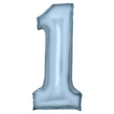 Number 1 Silk Pastel Blue Amscan SuperShape Foil Balloons