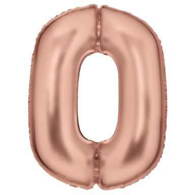 Number 0 Silk Rose Gold Amscan SuperShape Foil Balloons