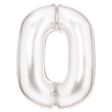 Number 0 Silk White Amscan SuperShape Foil Balloons