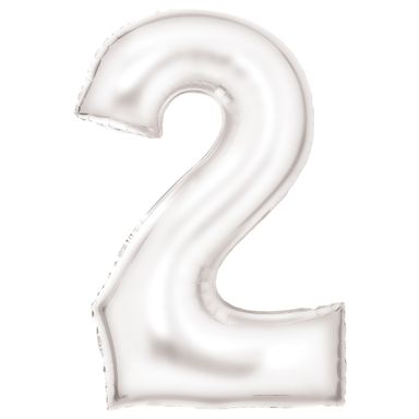 Number 2 Silk White Amscan SuperShape Foil Balloons