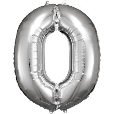 Number 0 Silver Amscan SuperShape Foil Balloons