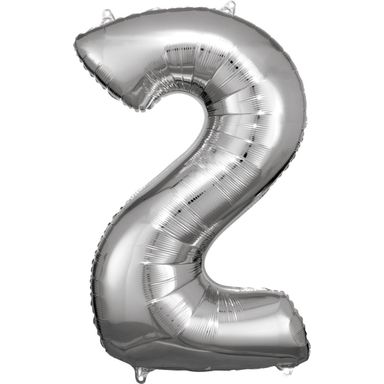 Number 2 Silver Amscan SuperShape Foil Balloons