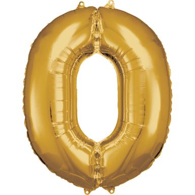 Number 0 Gold Amscan SuperShape Foil Balloons