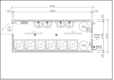 CONTENEUR DE DOUCHE AVEC 6 DOUCHES 15 M²