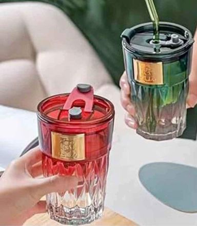Glass Cup With Straw