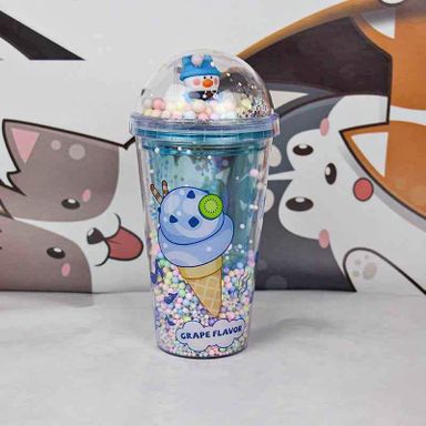 Glass Cup With Glass Straw