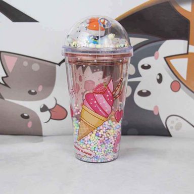 Glass Cup With Glass Straw