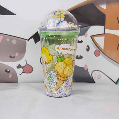 Glass Cup With Glass Straw