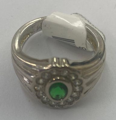 Silver CZ Ring w/ Green Stone