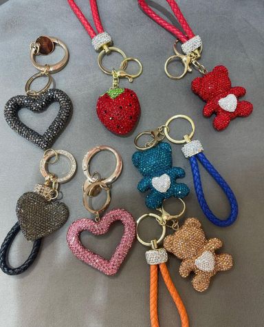 Porte Clé Nounours bleu, Marron, Rouge, Jaune, gris