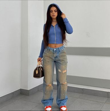 Washed ripped jean