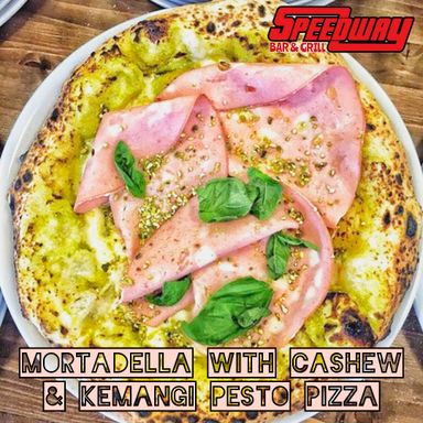 Pizza Mortadella Cashew Pesto