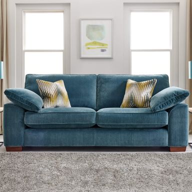 Leandra Hydro Blue Fabric 3 Seater Sofa