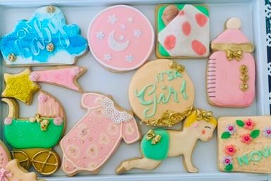 Baby shower cookies, sampler 12 cookies