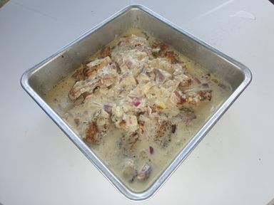 Fish steak in a white lemon sauce 