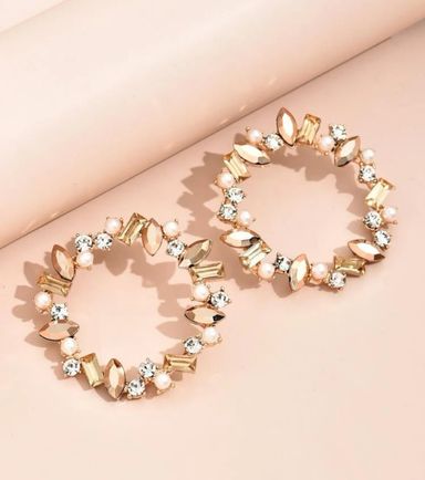 Rhinestone round earrings 