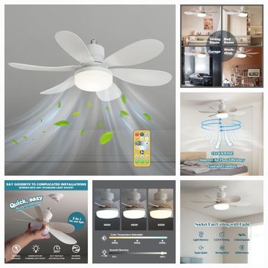 P.AI-24. 6-Blades 40W Ceiling Fan Light with Remote Control.