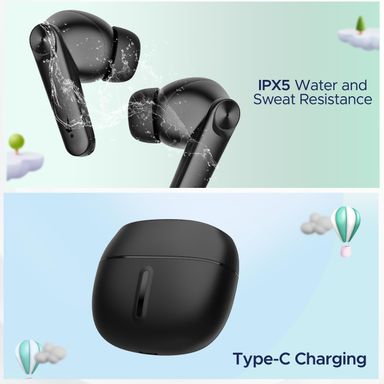 BoAt Airdopes Max TWS Earbuds with 100 HRS Playtime, Quad Mics with ENx™ Tech, Beast™ Mode(50ms Low Latency), ASAP™ Charge, Bluetooth v5.3 and IWP™(Carbon Black)