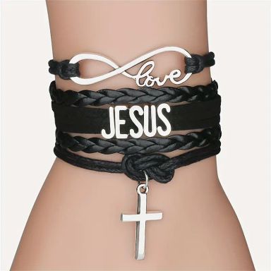 Love, Jesus leather Bracelet. 