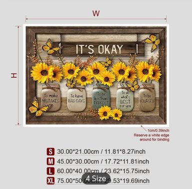 1pc Rustic Canvas Print Poster, Sunflower Canvas Wall Art, Artwork Wall Painting For Bathroom Bedroom Office Living Room Wall Decor, Home Decoration, No Frame