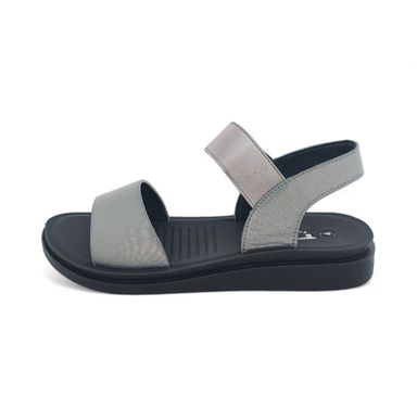  Women's PU Grey Sandals with Elasticated Ankle Strap 