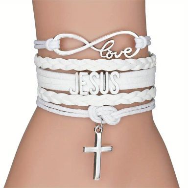 Love, Jesus leather Bracelet. 