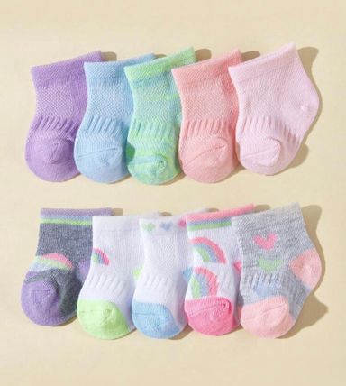 Baby girl 10 pack multicolor mid calf socks 