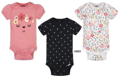 Gerber baby girls 3-pack cute floral onesies 12 months 