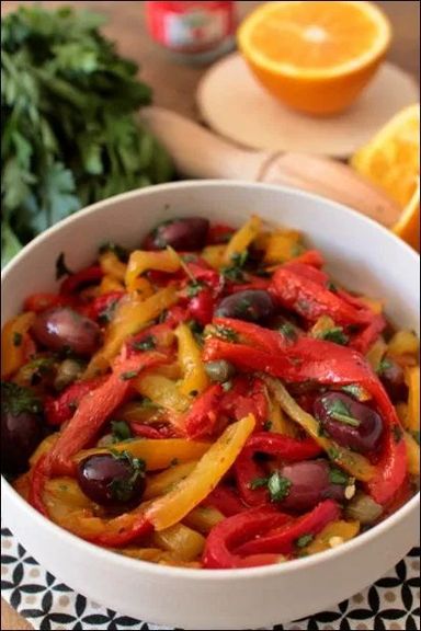 Red pepper, tomato & olives