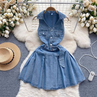 LUXURY DENIM BELTED DRESS