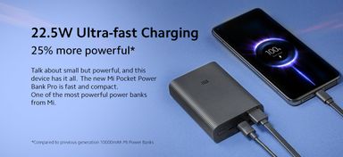 Xiaomi 10000mAh Mi Pocket PowerBank Pro 22.5W Fast Power Delivery (PD)