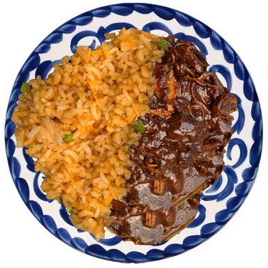 Orden de Mole rojo con arroz rojo