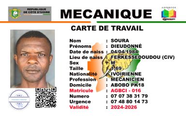 CARTE DE TRAVAIL 