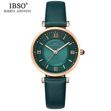 IBSO Women's Watches Green  Genuine Leather  Strap Quartz Watch -IBS01