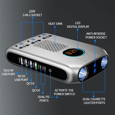 300W Smart Car LED Digital Display Power Inverter 