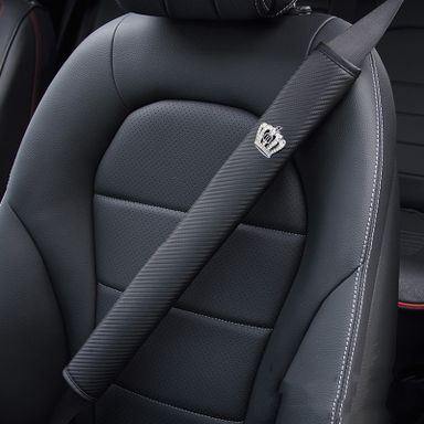 50cm Crown Carbon Fiber Car Leather Seat Belt Cover 