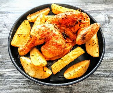 Half Roasted Chicken & Potato Wedges