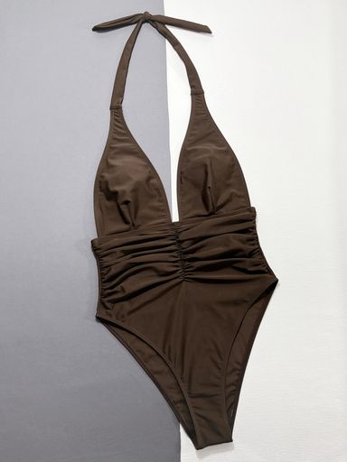 Ruched Ribbed Swimwear 