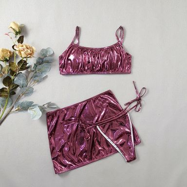 Metallic Pink Bikini Set