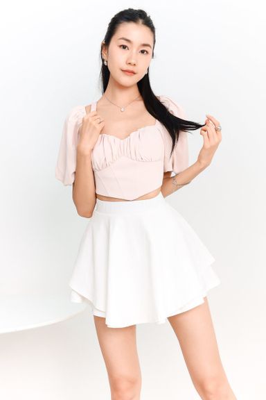 Parene Puffy Sleeve Top In Pastel Pink (XS)