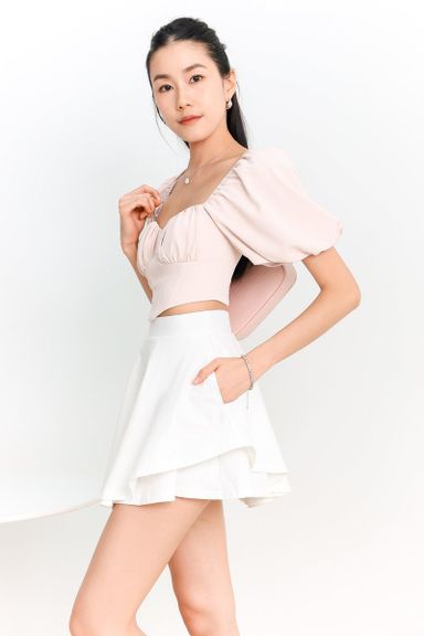 Parene Puffy Sleeve Top In Pastel Pink (XS)