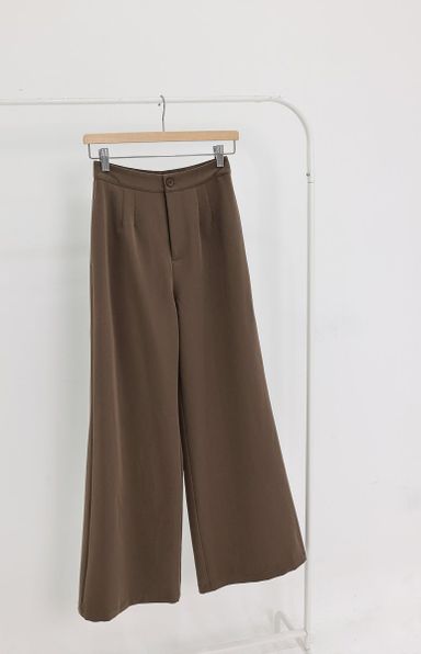 Kensley Pleated Wide Leg Pants in Rich Mocha (S)