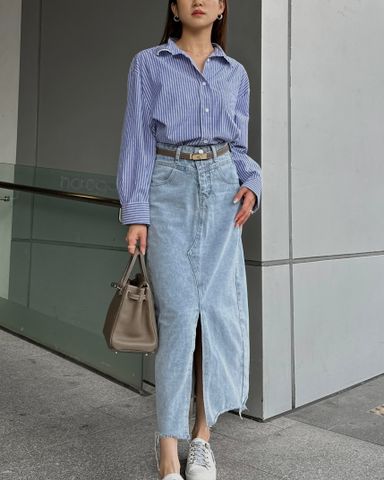 DENIM SKIRT(LIGHT WASHED)