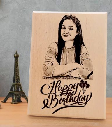 Customize wood engrave frame with your own photo and text