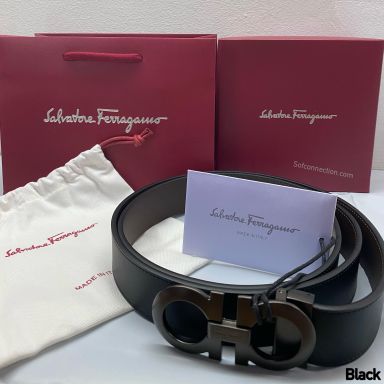 Salvatore ferragamo Men’s Reversible Belt ( 675542 ) Black- Brown , Silver Brown