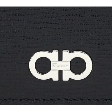 [6cc Card Wallet #66-A302] Salvatore Ferragamo Silver Double Ganchini