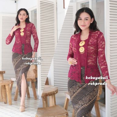 Kebaya dress | Complete set | for weddings or formal event | made of brocade and batik fabric, long sleeve and square neck | Lidya Series