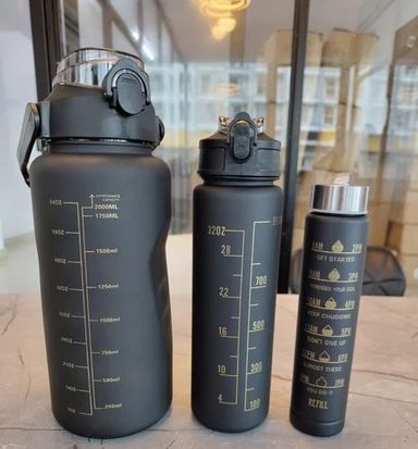 3pcs Motivational Water Bottles ( Black )