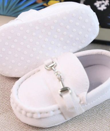 Baby boys White Christening/ Baptism slip on shoe 0-6 months 